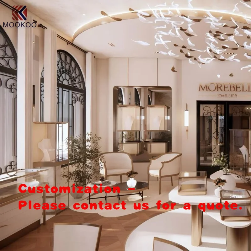 custom.Custom French Luxury Jewellery Boutique Full Curved Wall Display Cabinets Island Showcase Pedestal Vitrine Complete Jewel