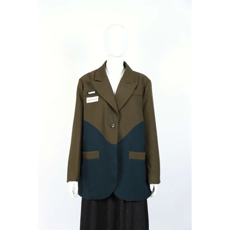 KWTX Giacca da donna casual asimmetrica a blocchi di colore Giacca vintage di lusso di alta qualità chic primavera estate 2025