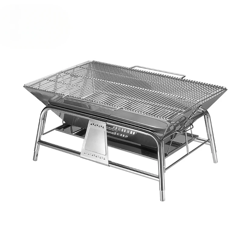 Courtyard Outdoor High and Low Adjustable Grill Grill Stainless Steel Camping Folding Large Grill