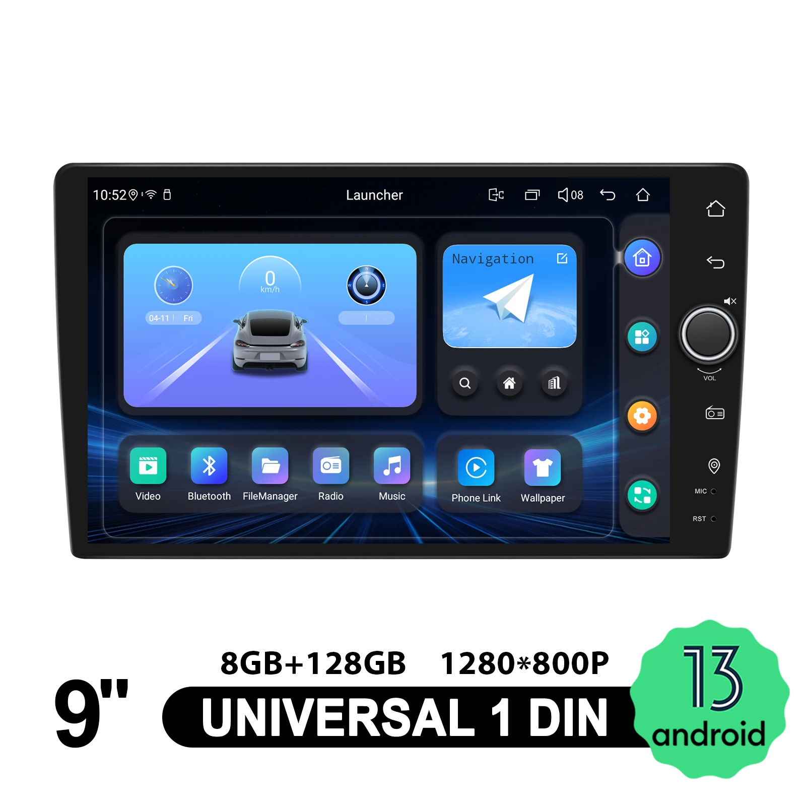 راديو ستيريو للسيارة RHD 9 بوصة يعمل بنظام أندرويد مع مقبض GPS Navi مع CarPlay اللاسلكي Android Auto HDMI/360 °   إخراج الكاميرا