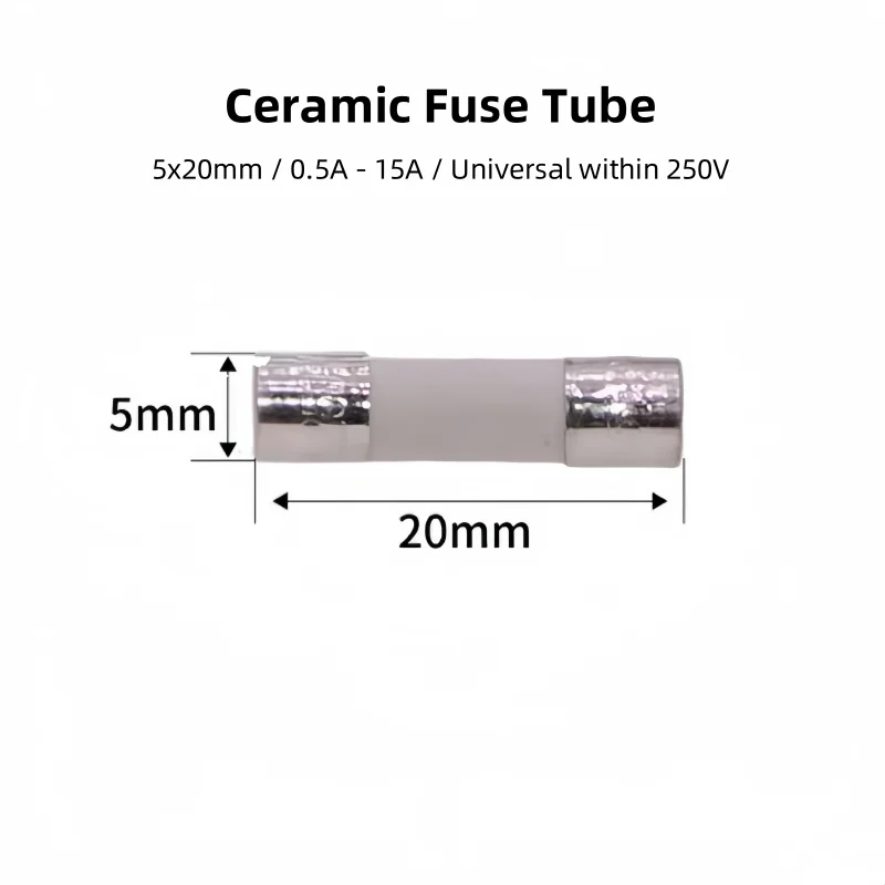 5x20mm Ceramic Fuse Tubes, Rated At 1A/2A/4A/5A/6A/8A/10A, 250V, FUSE, Explosion - Proof,