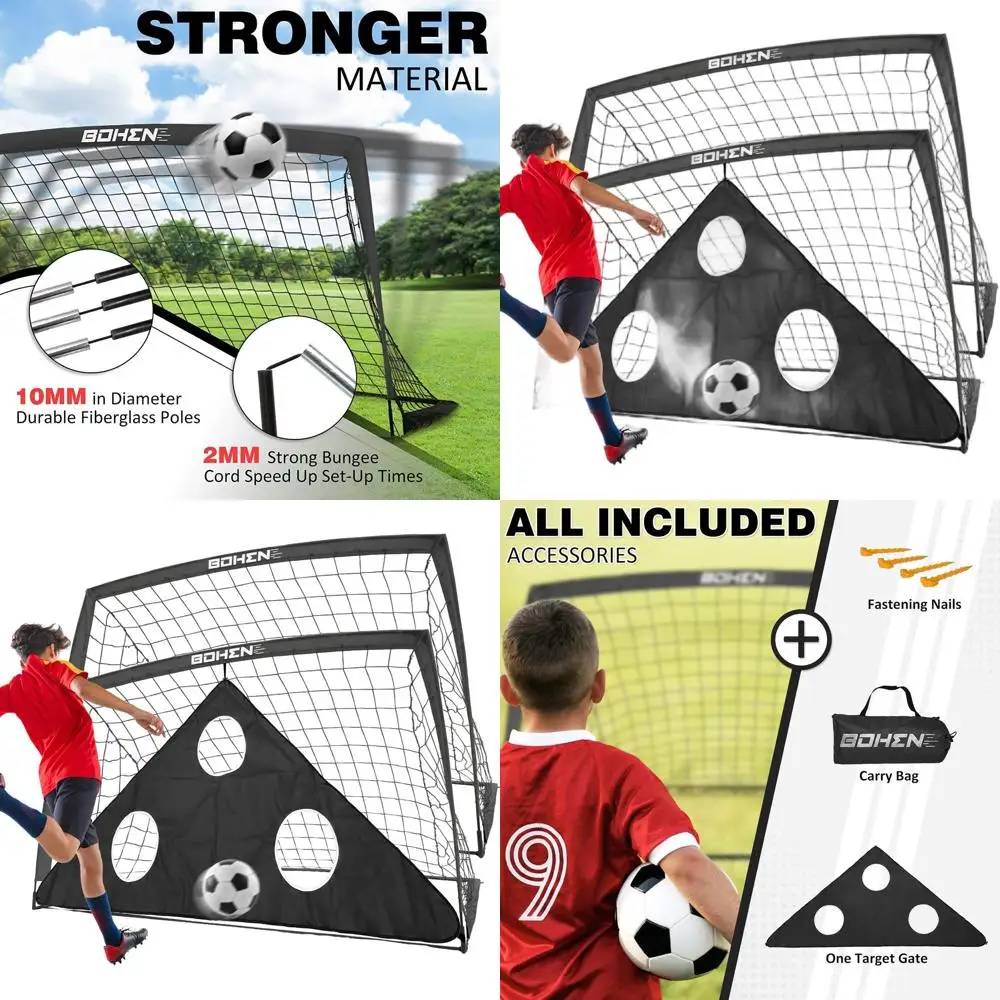 

Portable Soccer Goals for Kids, 6x4 Feet, with Carry Bag, Suitable for Indoor/Outdoor, Youth and Adult Training