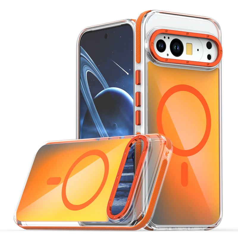 

For Google Pixel 10 9 Pro XL Pixel 10 Pro Case Colorful Magnetic PC Colour Change Wireless Charging Bumper with Aluminum Button