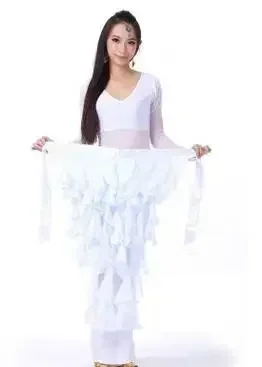 Costume de brevdu Ventre avec Pompon, Ceinture Ronde, JOChiffon, Hanche, Tribal, Taille Unique, Bonbon Solide, 1 Pièce/Lot