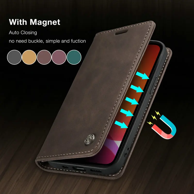 CaseMe For iPhone XR Case 11 12 13 Mini Xs 6 6s 7 8 Plus SE2020 Retro Leather Magnetic Book Phone Wallet Flip For iPhone XR Case