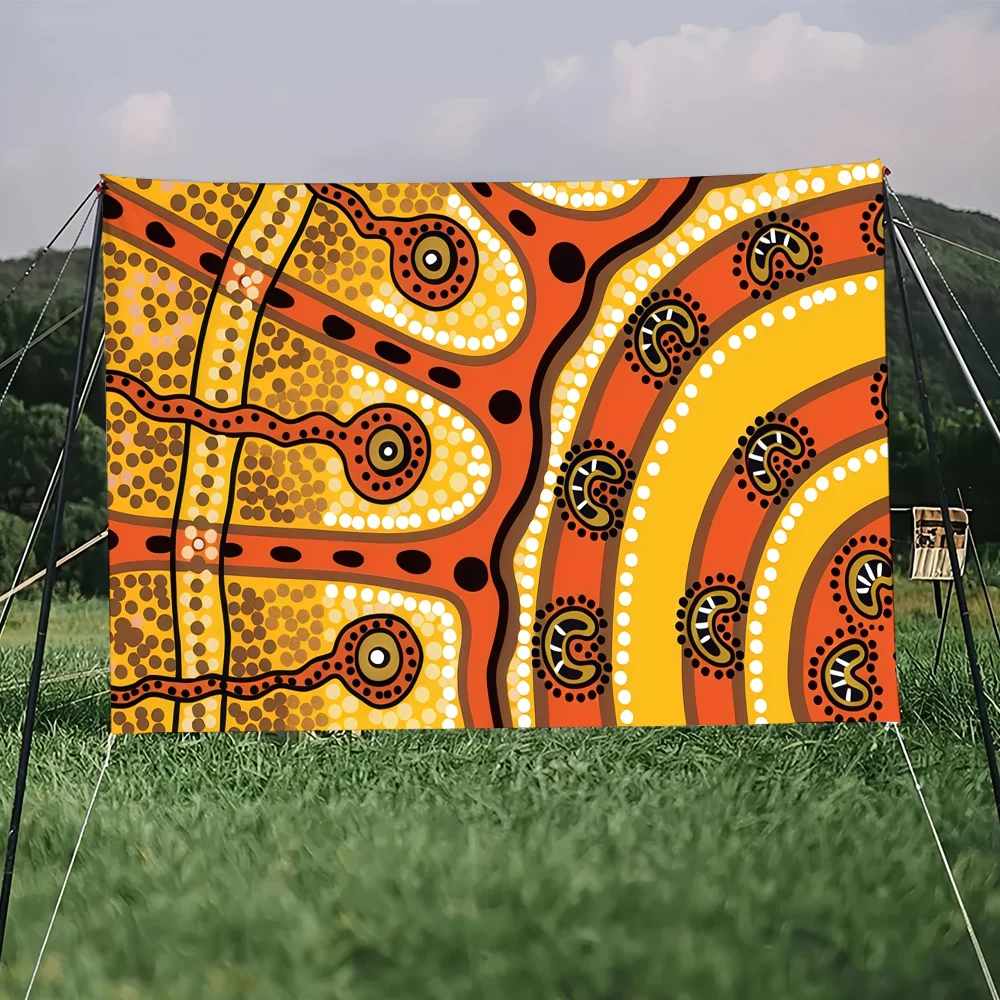 علم فني من السكان الأصليين الأسترالي للتخييم في الهواء الطلق، نزهة، ديكور منزلي، لافتة زينة