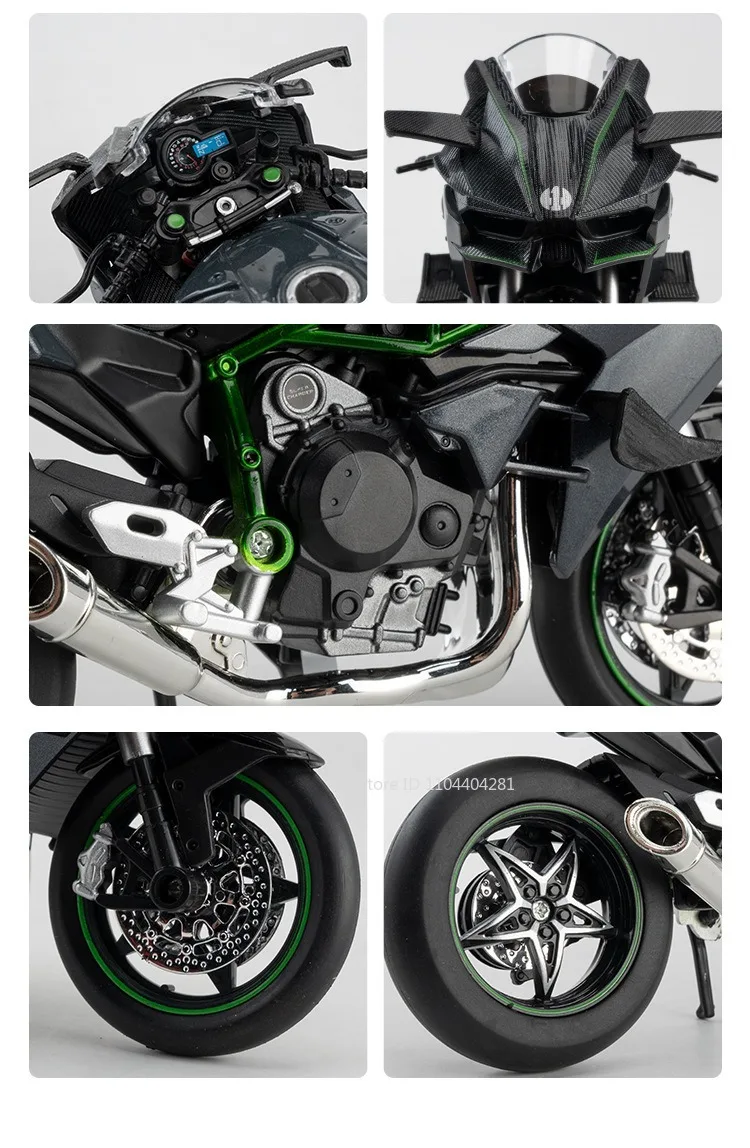 1:12 Kawasaki 400H2R S1000RR Modell Motorrad Spielzeug Legierung Diecast Auto Vorderrad Lenkung mit Licht Motorrad Spielzeug für Kind Geschenk – Detail 10