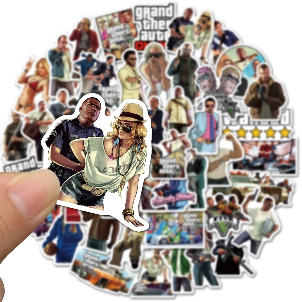 50pcs Spiel gta Aufkleber für Laptop Skateboard Gitarre Telefon Gepäck Auto Vinyl DIY Aufkleber coole wasserdichte Aufkleber Kinderspiel zeug