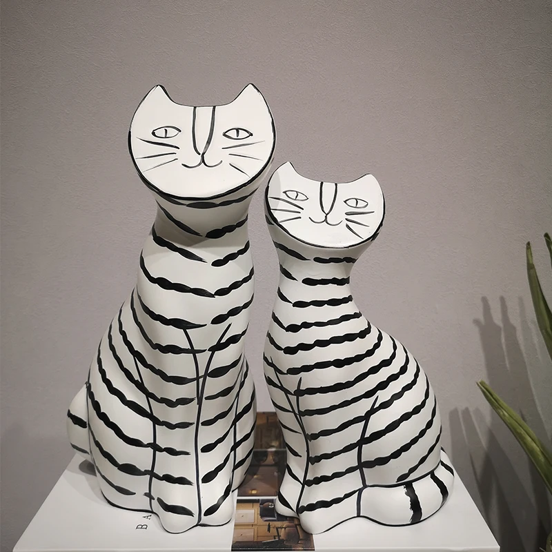 Cartoon Art Abstract Cute Cat House Interior Bedroom Study Restaurant Bar Shop Ornaments American Luxury Sculpture Decoration