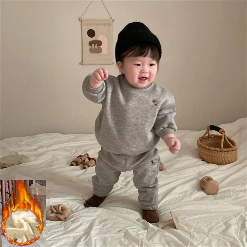 Boys Sweatshirts +Pants Kids Suits 2PCS/Set Cotton 2024 Beige Spring Autumn Cotton Tracksuits Sport Christmas Gift Children Clot