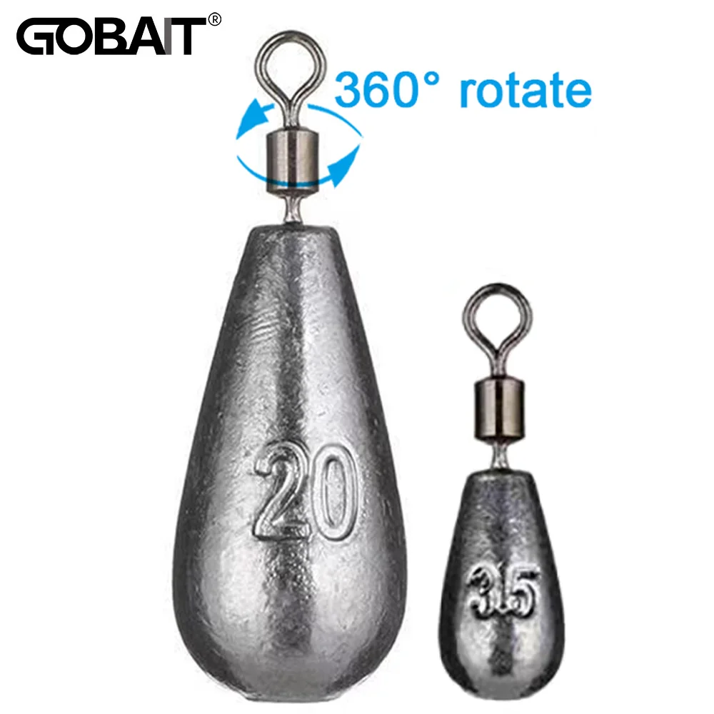 GOBAIT Drop Shot 15PCS/Lot Fishing Weight Sinker 3.5g 5g 7g 10g 14g 20g Bullet Plumb Pendant Metal Jig Tackle Kit Pesca Tool