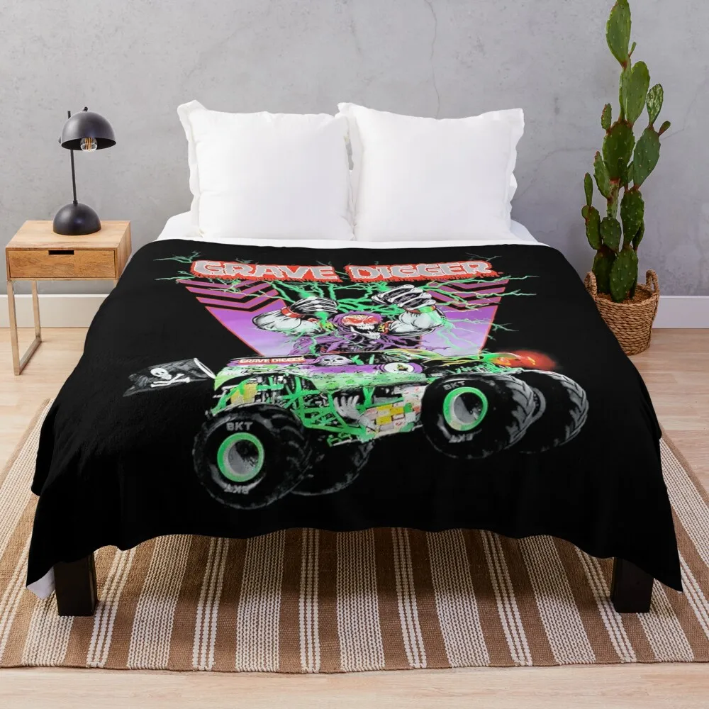 

Monster Truck Grave Digger Vintage Hypebeast Throw Blanket blankets ands Cute Decoratives Shaggy Blankets