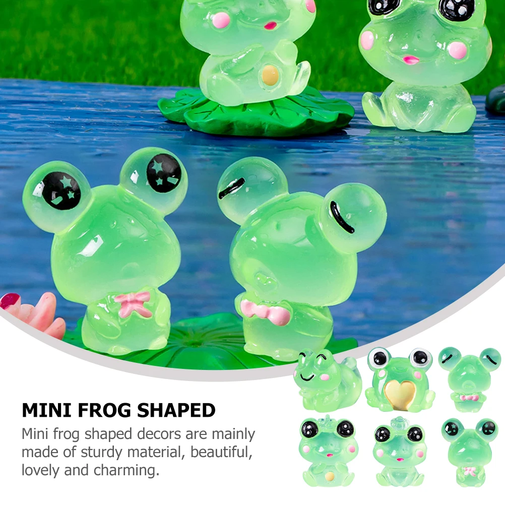 

6pcs Frog Figurines Mini Resin Frog Figurines Decor Cute Desk Statue Night Animal Home Ornament Cartoon Frogs