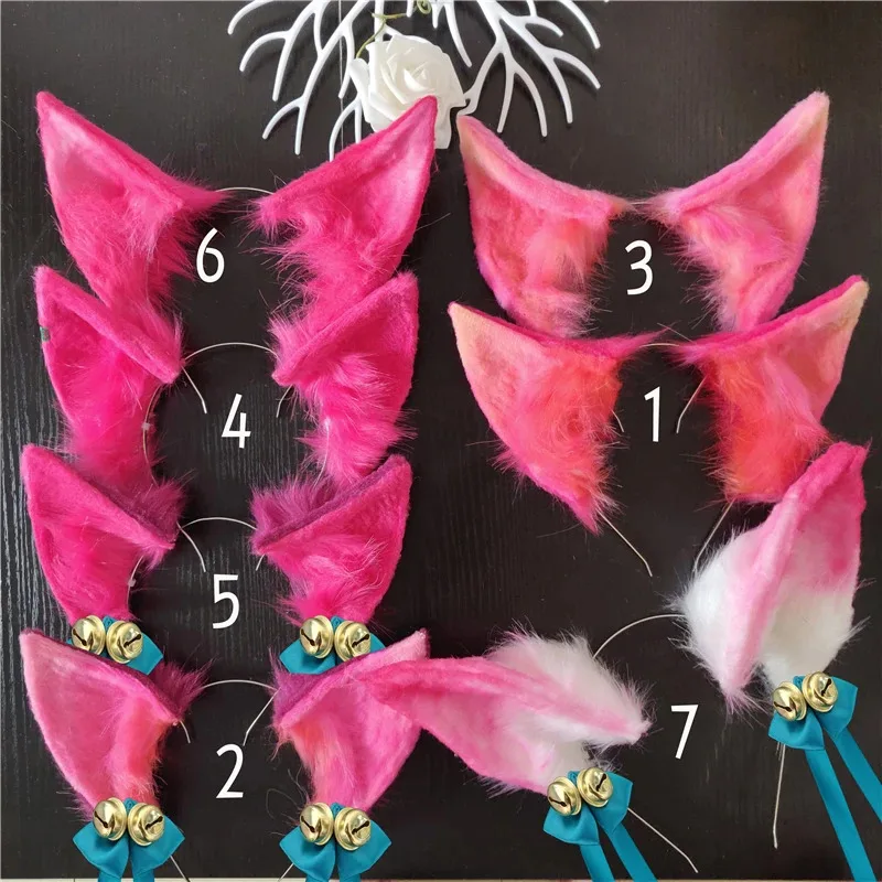 Az15LOL The Nine-Tailed Fox Spirit Blossom كيمونو كوسبلاي إكسسوارات Ahri Ear KC عقال أغطية الرأس