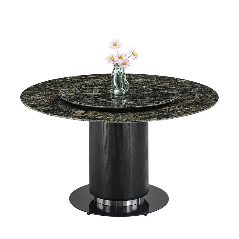 

# Роскошный современный обеденный стол из черного мрамора, итальянская элитная мебель для дома, круглый стол из нержавеющей стали на 6 персон