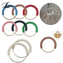 12cm Pearl Metal Round Handle Women's Handbag Braided Handles Ring Purse Frame DIY Handmade Bag Accessories