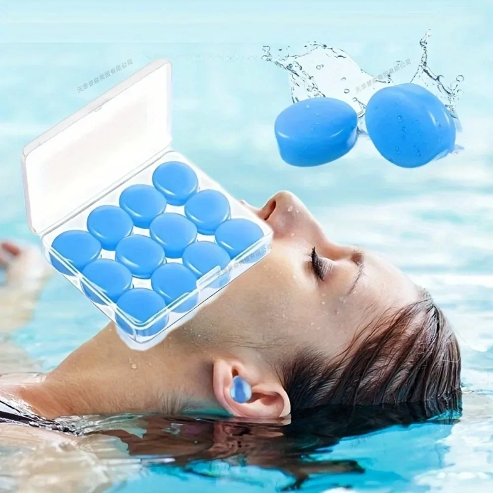 12er-Pack wiederverwendbare Ohrstöpsel zum Schwimmen und Schlafen, wasserdicht, weiche Passform, Wasseraktivitäten, bequeme Ohrstöpsel zum Schlafen