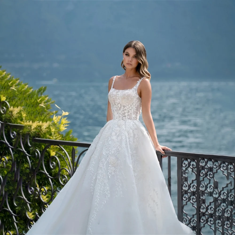 New Delicate Off-the-shoulder Wedding Dresses Strapless Sleeveless Side leg open Bridal Gowns Customized Lace Party Clothing2024