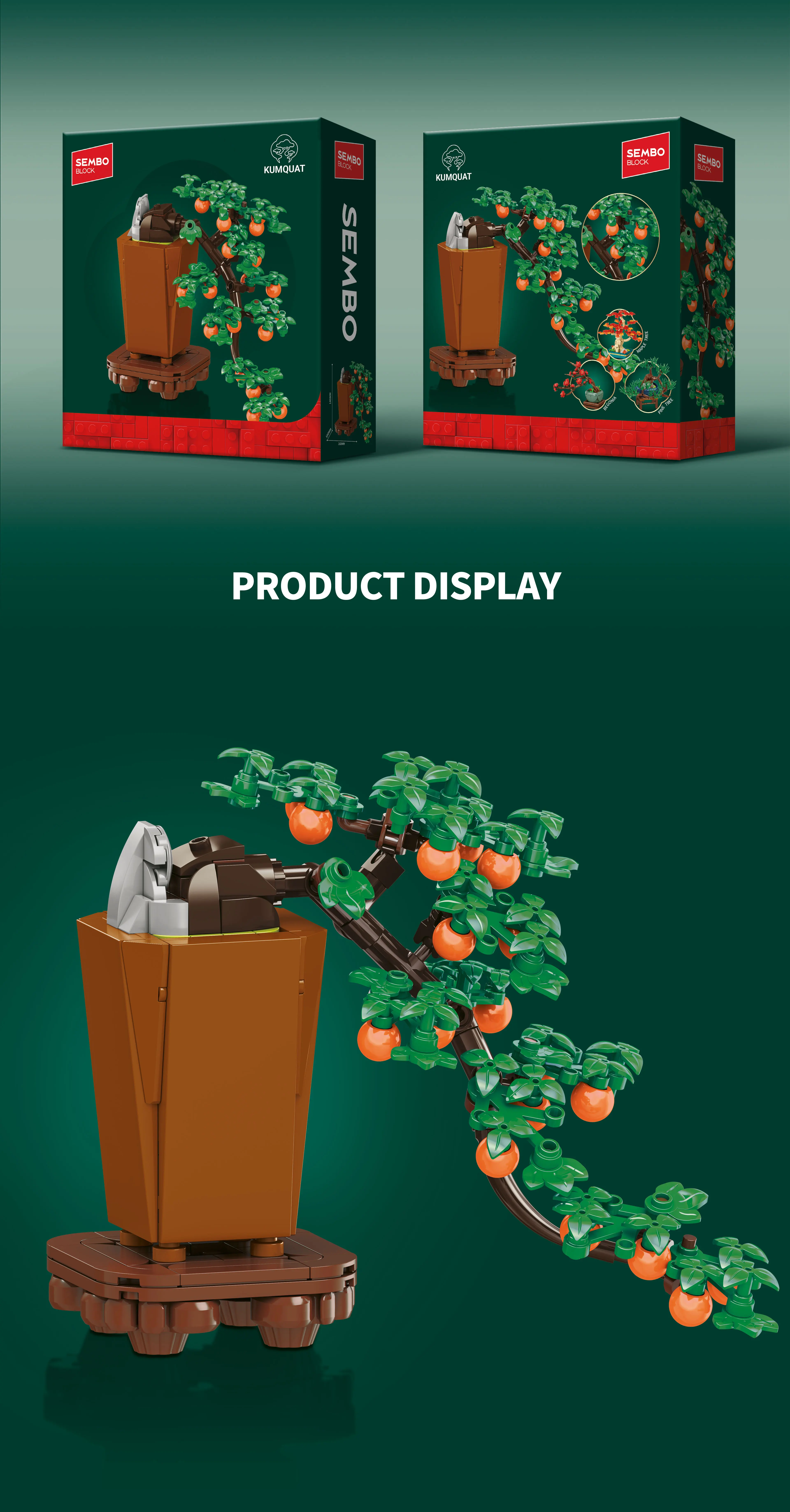SEMBO Ewige Blumen-Bonsai-Bäume, Bausteine, MOC, Ahorn, Kumquat, Begonie, Kiefer, Topfpflanzen, Modellspielzeug, Heimdekoration, Weihnachtsgeschenk – Detail 4