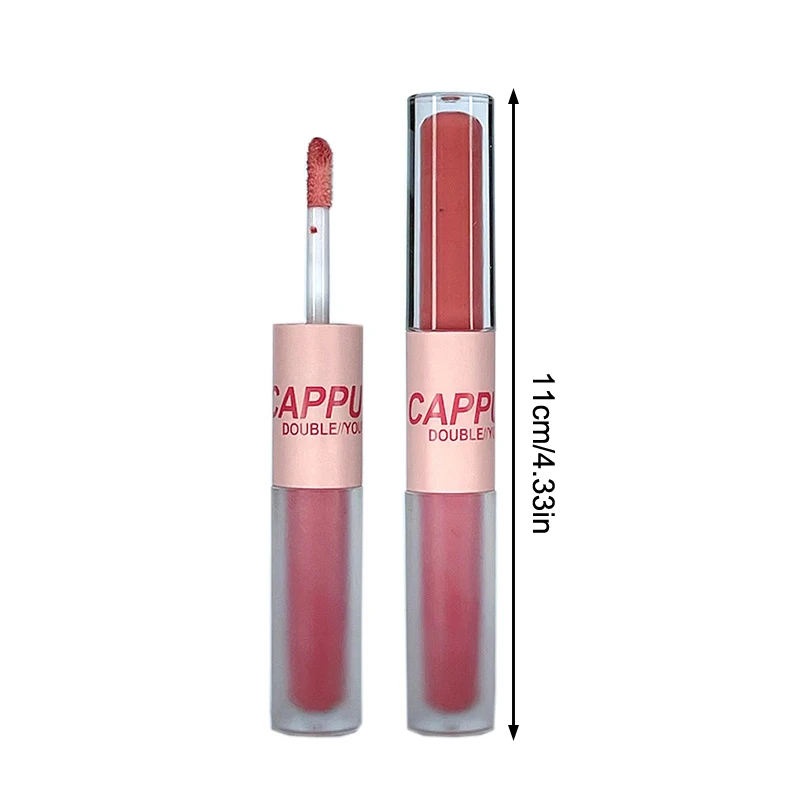 Cappuvini Double Ended Lip Glaze Full Gloss Mirror Matte Velvet Long Term Color Moisture Lip Gloss Anti Stain Cosmetic Lip Glaze