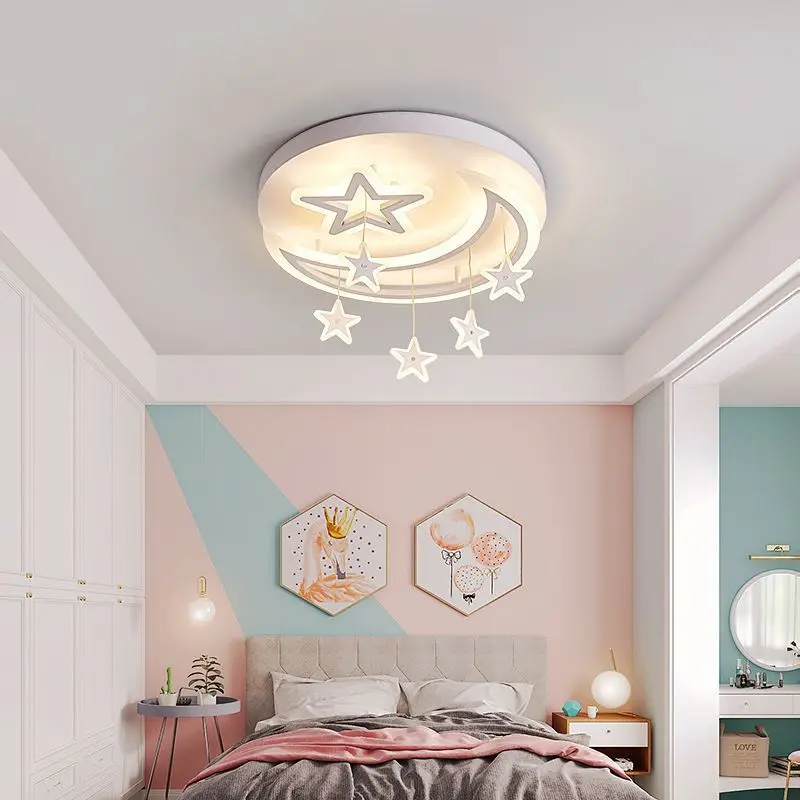 Modern Simple Living Room Chandelier Lights Hanging Star Pendant Lamp Bedroom Chandelier Lamps Flower Design Moon Cloud Light