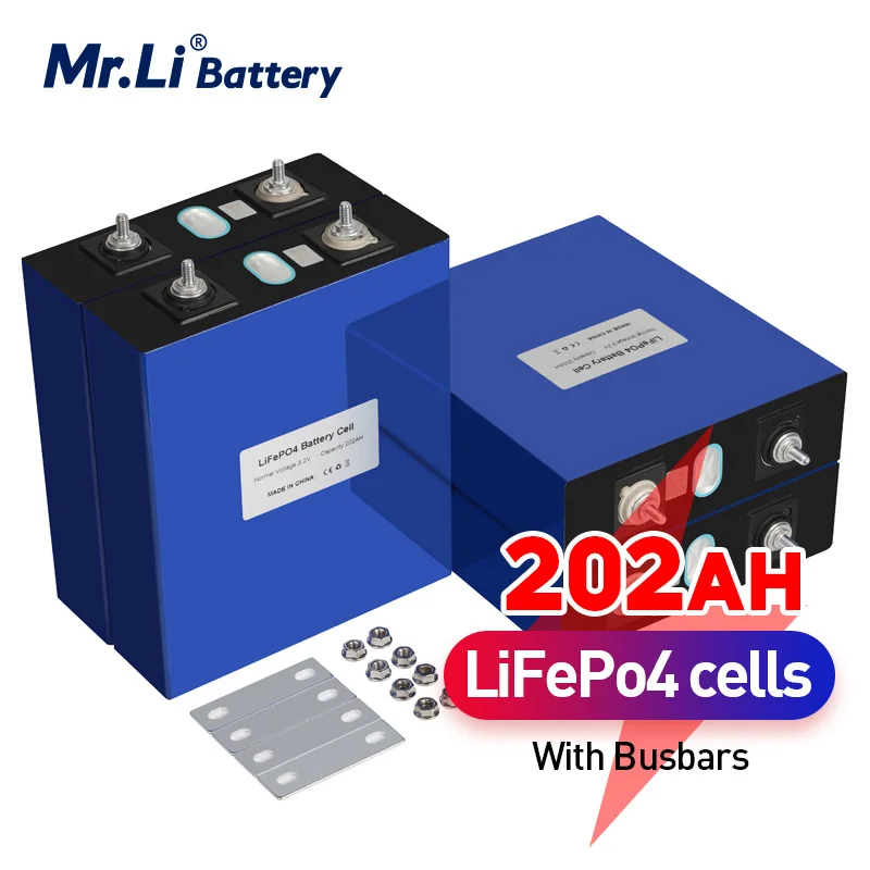 

Mr.Li 3.2V 200Ah 202Ah NEW LiFePO4 Battery Cell Not 150Ah For 12V 24V 200Ah EV RV High Capacity Battery Pack Diy Solar UPS Power