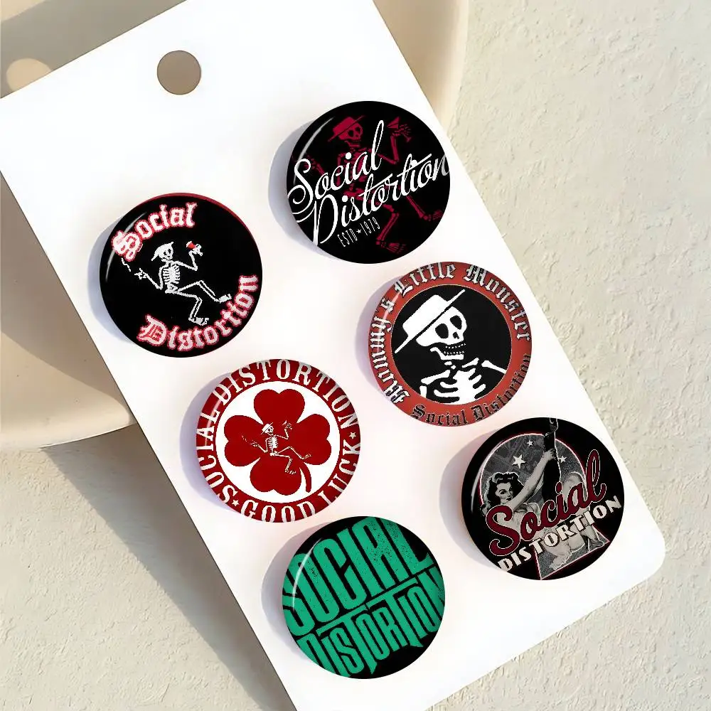 Pins de Botão Criativos de Folha de Flandres com Ícone de Animal, Broche, Distintivo para Lapela e Mochila, Acessórios, Pin Band s-Social logo Distortion Iron