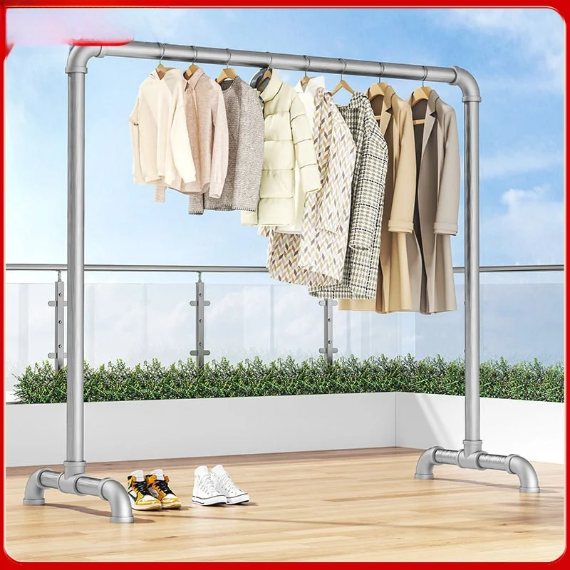 

Thiened Stainl Steel Clothes Drng Ra Stand Outdoor Balcony Free-Standing Simple Single Rod Blanket Sunscreen