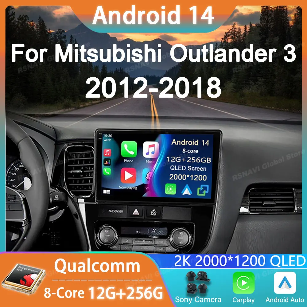 

Car Radio Android 14 For Mitsubishi Outlander 3 2012 - 2018 GPS Navigation Stereo Auto DSP BT 2din DVD Carplay Multimedia Player