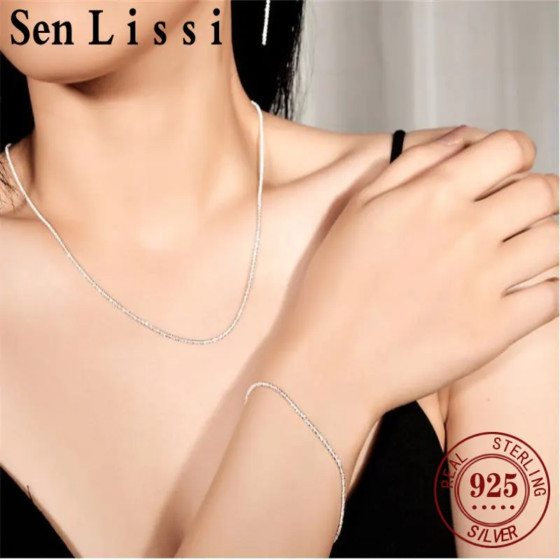 

Senlissi New 925 Sterling Silver Necklace For Simplicity Korean Women Fashion Clavicle Chain Necklaces Wedding Party Jewelry Gi