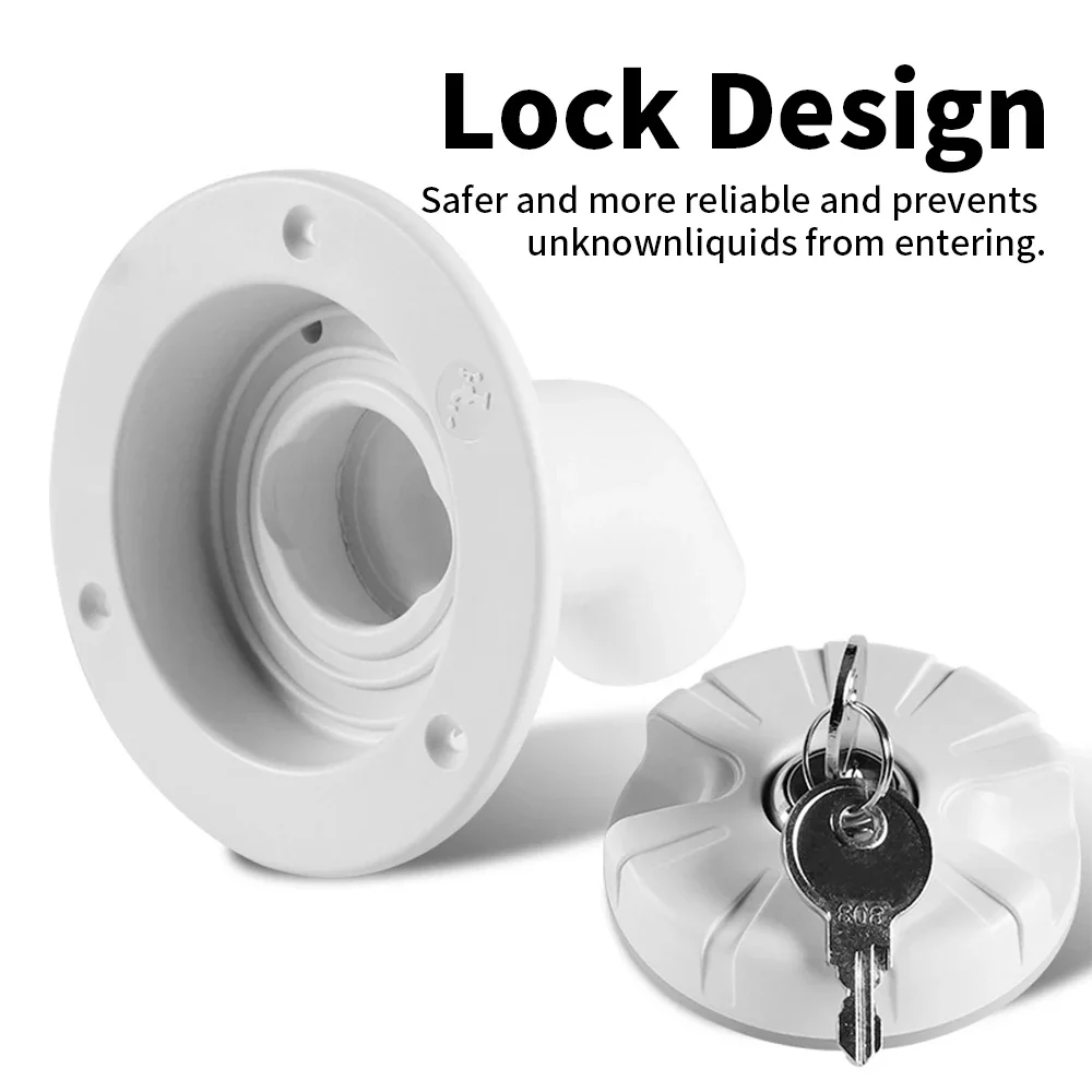 

78mm White Gravity Airlines Rail Accessory Trailer Hitch Caravan RV ABS Filler Water Inlet Boat Awnings Fill Lockable Motorhomes