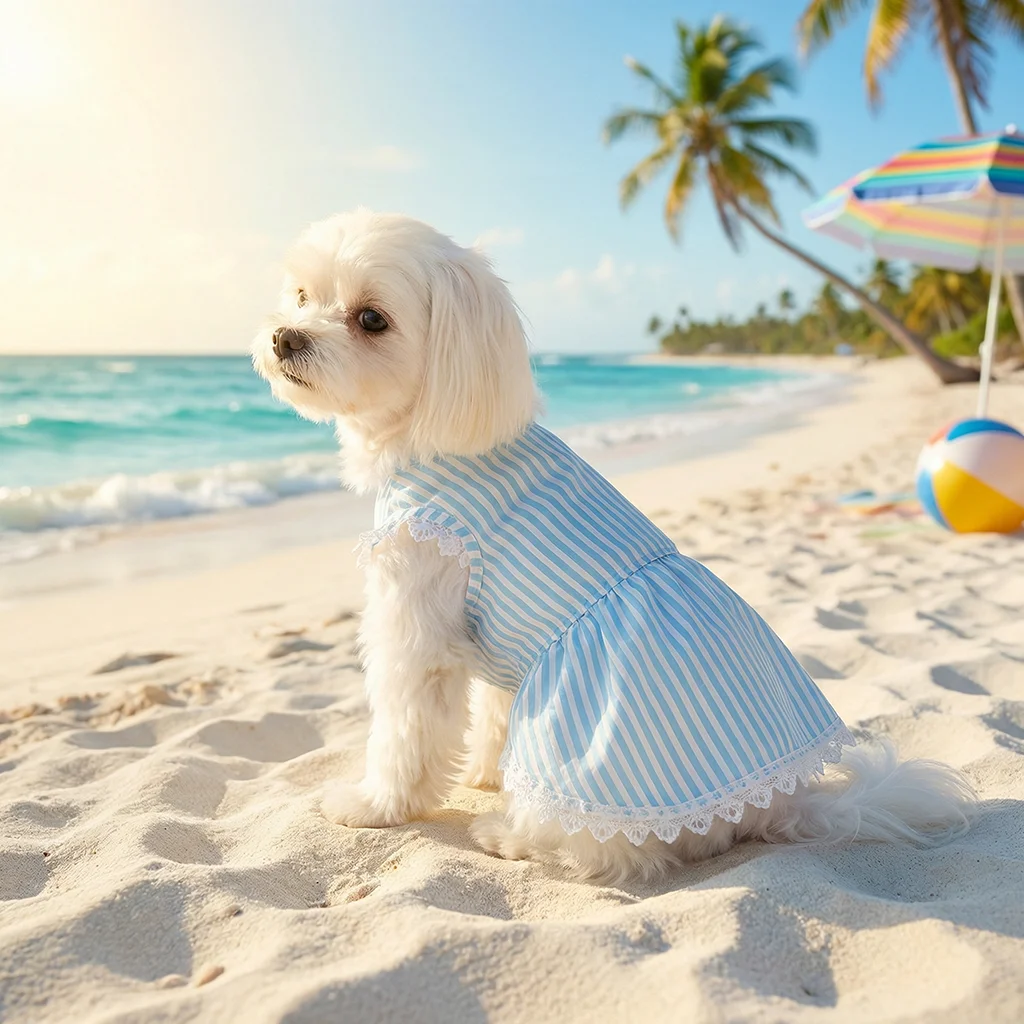 Vestido a rayas azul y blanco para perros pequeños y medianos - imagen 2