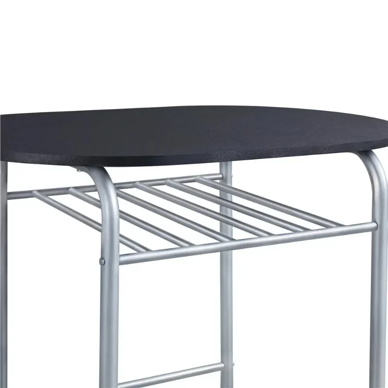 3pcs Modern Dining Set with 1 Round Table 2 Chairs for Home, Black dining table set