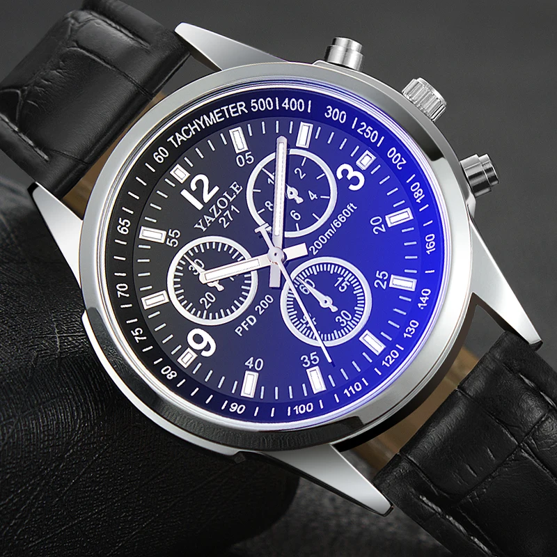 YAZOLE Men Quartz Watch Business Casual Leather Strap Analog Wristwatch for Man Fashion Dress Male Watch Clock Gift Reloj Hmbre