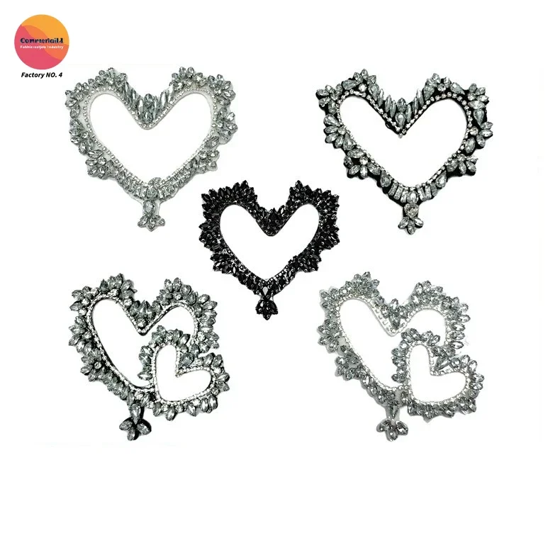 

Handmade Glass Diamond Hollow Heart, Horse Eye Diamond Decorative Clothes Accessories Bag Versatile Decorative Sticker