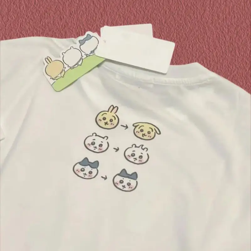 Genuine Licensed by Chiikawa - Chiikawa Cute Printed T-Shirt, Cotton Loose Fit Short Sleeve Casual Tops