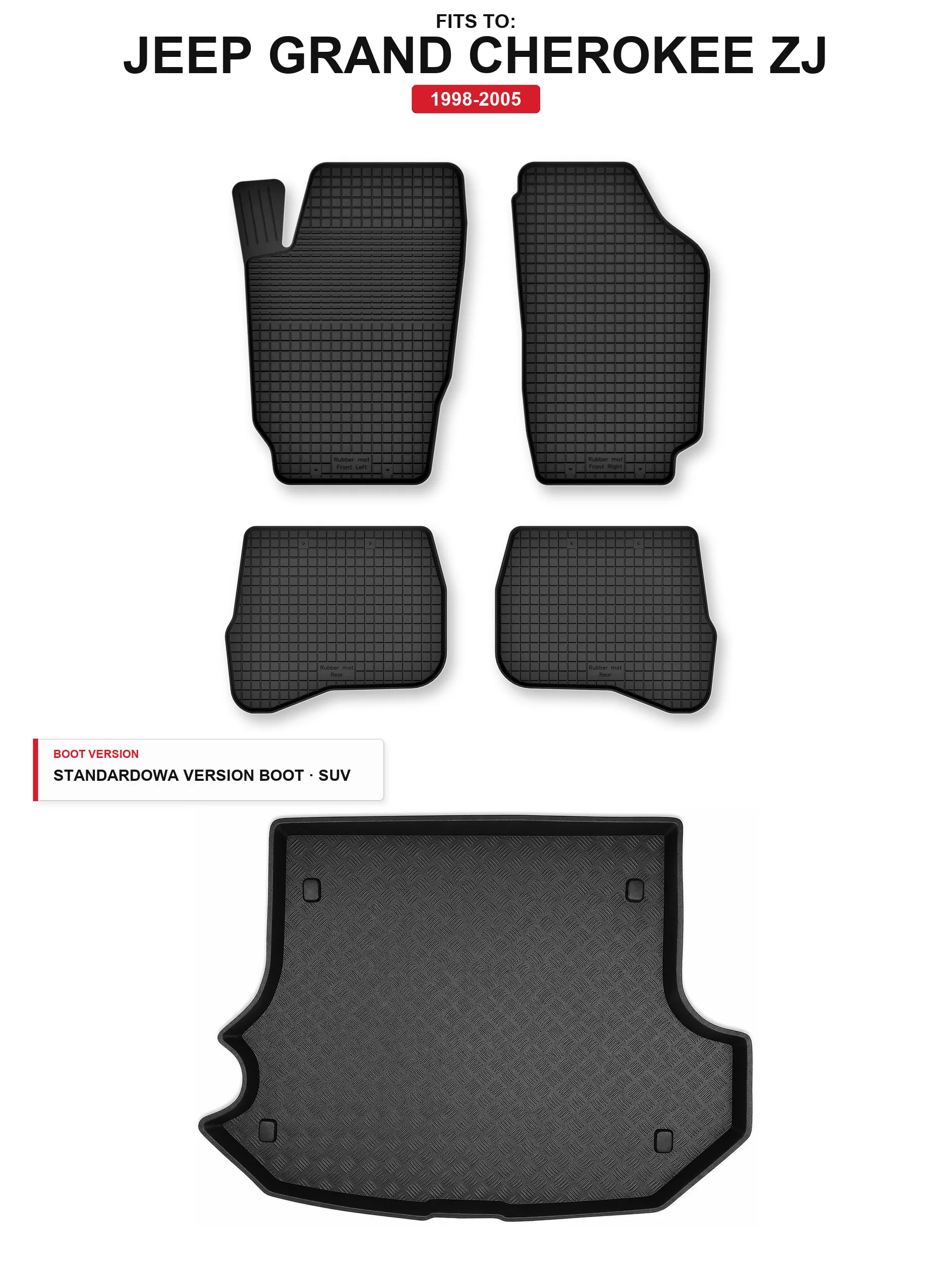 Automatten + kofferbakbeschermer voor: Jeep Grand Cherokee ZJ 1998-2005