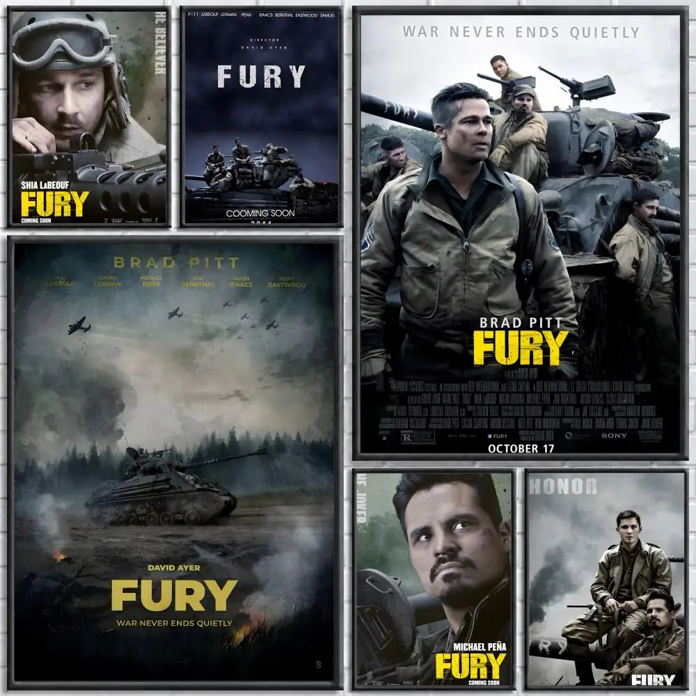 Movie Fury Poster Poster Wall Sticker Waterproof Self Adhesive HD Art  Bedroom Bar Decor