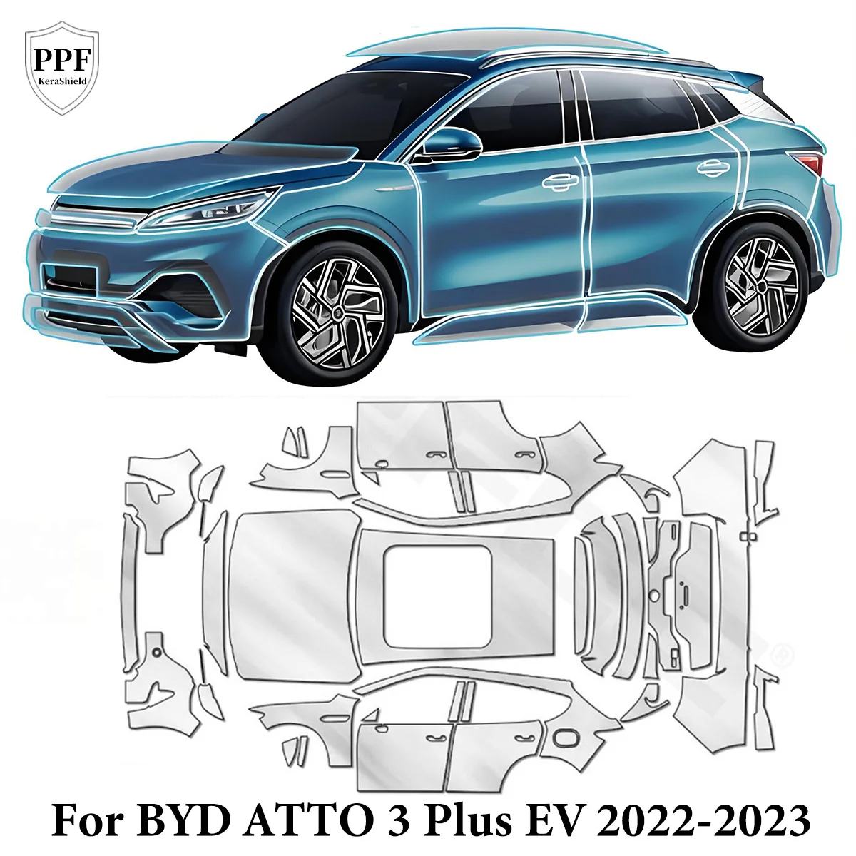 

For BYD ATTO 3 Plus EV 2022-2023 Pre-cut PPF Anti-Scratch Clear Matte Cover TPU Car Paint Protection Film Resistant Repairable