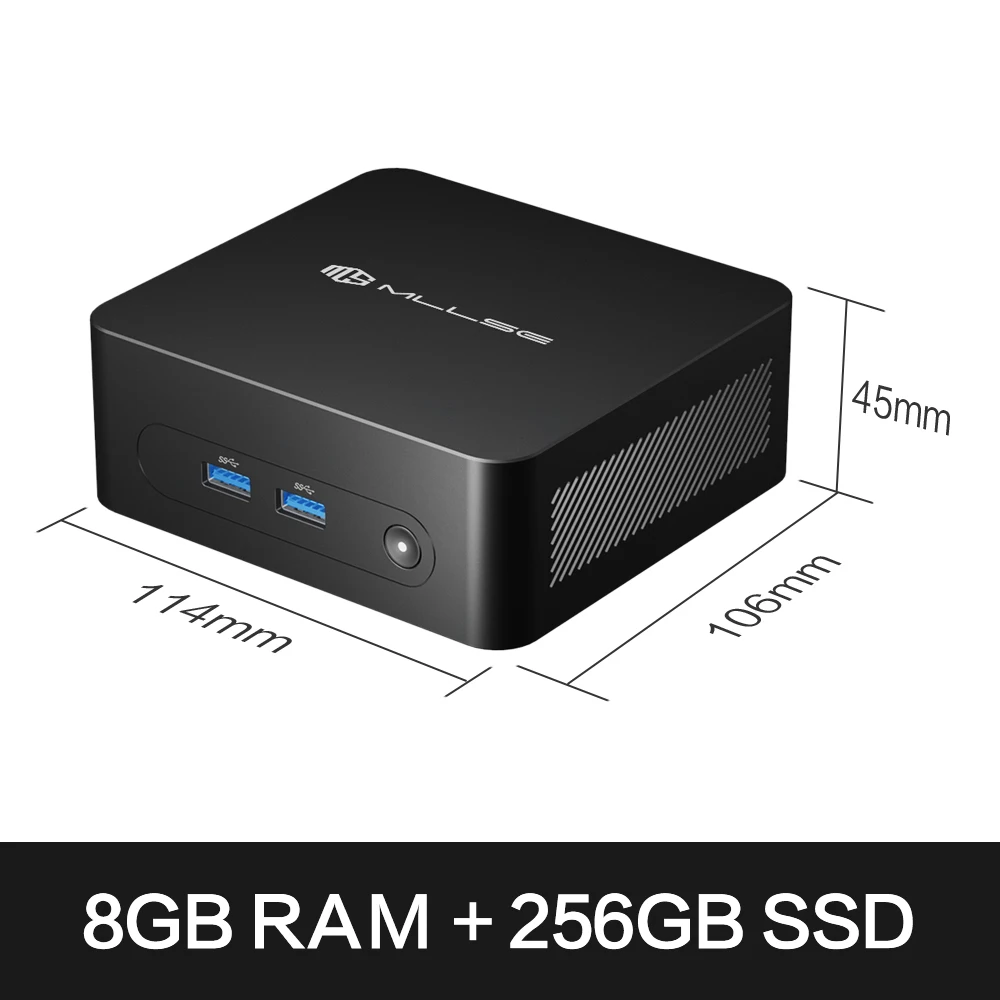 MLLSE M2 Plus Mini PC Intel Celeron 5205U processor, DDR4 8 GB RAM, 256 GB SSD, Wi-Fi 5 BT4.2 Win11 Mini desktopcomputer - afbeelding 1