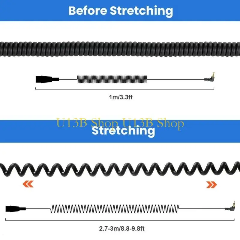 U13B قابلة للفصل 3.5 مم إلى سماعات كبلات تفصل سريع الأسلاك سهلة الاستخدام والتخزين