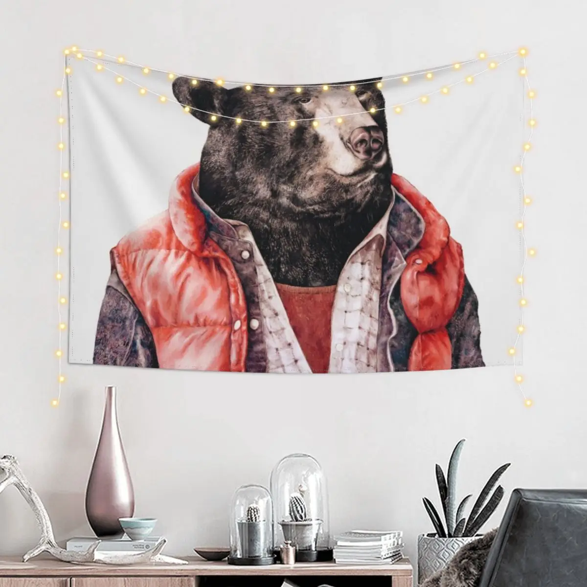 Black Bear Tapestry Wall Tapestries Living Room Decoration Aesthetic Room Decorations Tapestry