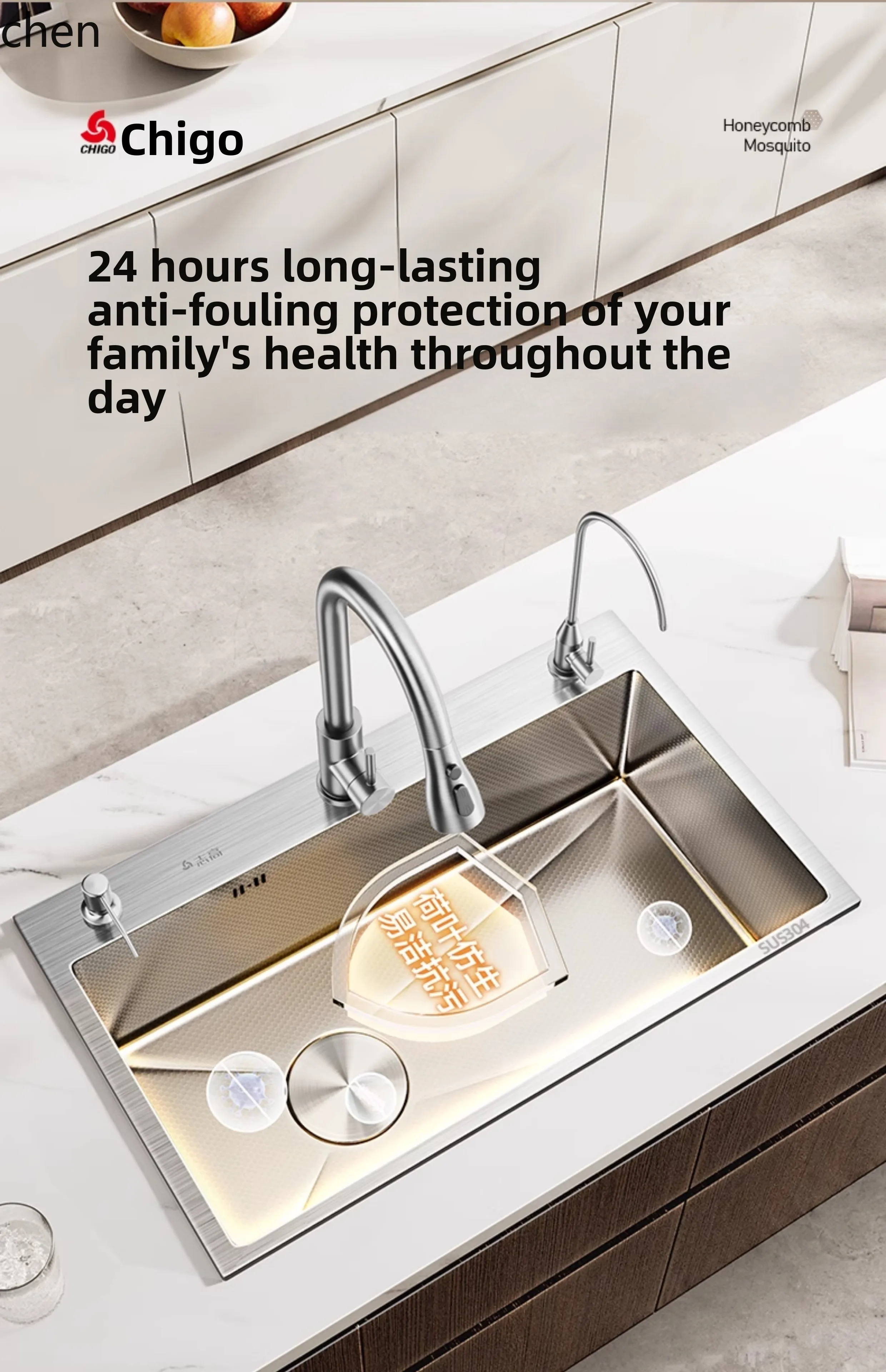 SUS304 Stainless Steel Kitchen Sink Large Single Bowl Vegetable Washing Basin Dishwashing Sink Household Water Basin