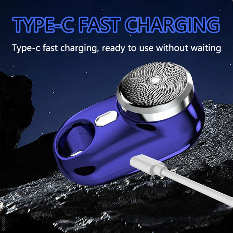 男性用LEDディスプレイ付きミニ電気シェーバー,大気ランプ付き,痛みのない,黒,旅行用,1セット