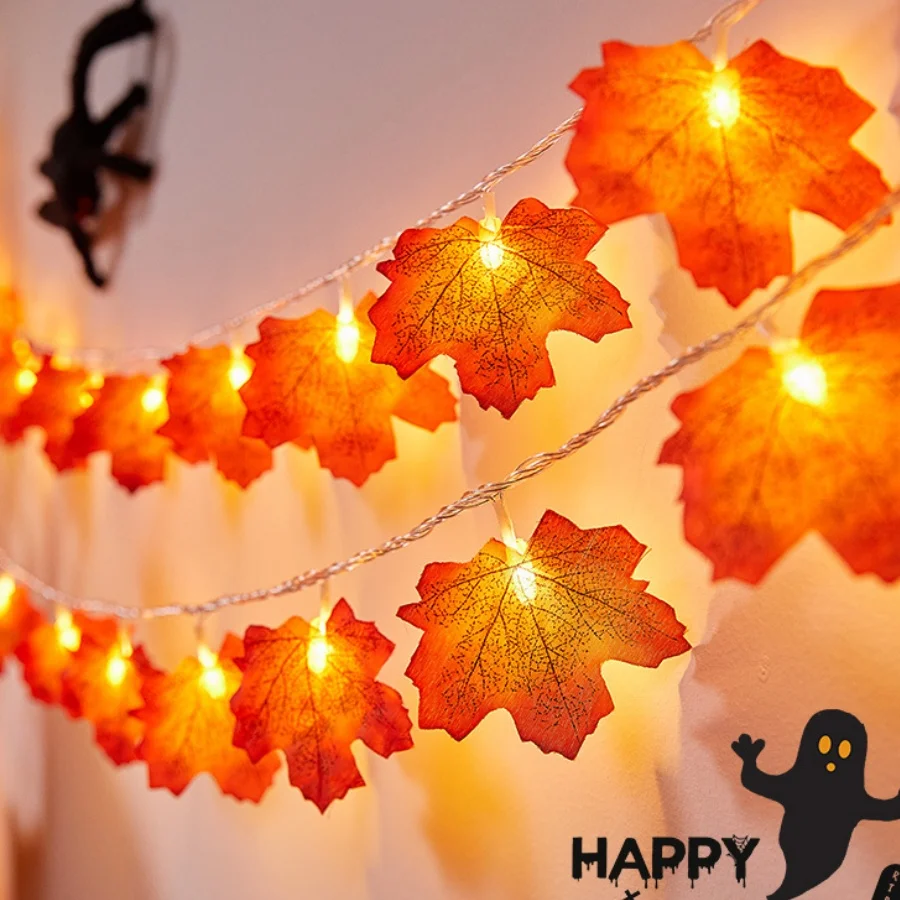 1PC Maple Leaf String Lights, 20LED Fall Thanksgiving Fairy Lights for Home, Party, Garden, Halloween, Autumn Decor