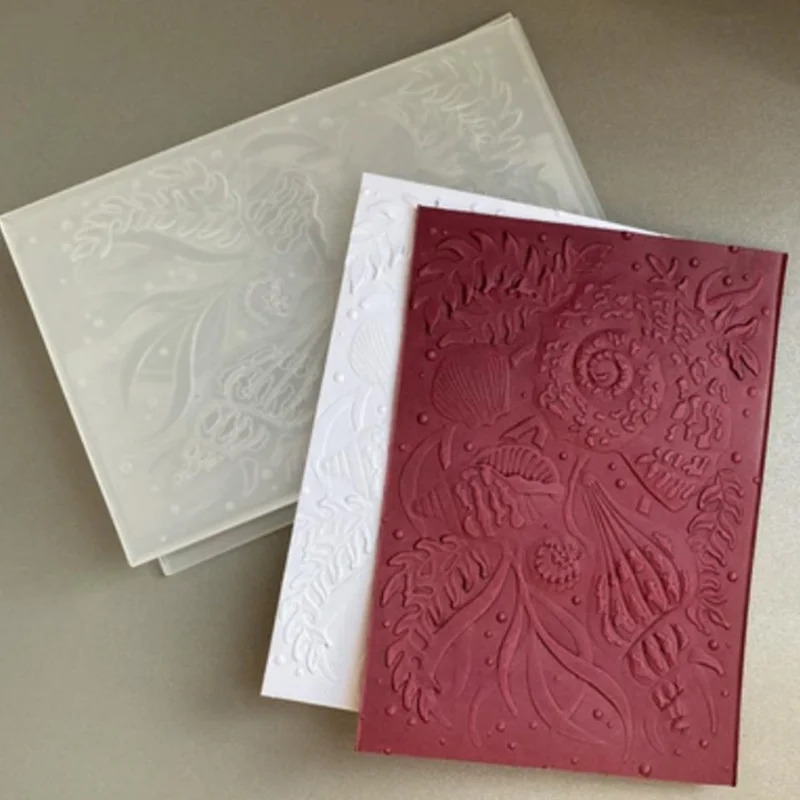 1 Stück neu eingetroffener geprägter Ordner – „Dekorative Muster der Ozeanelemente“, Textur-Hintergrunddesign, praktische Prägung für