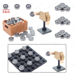 Number 5 Coin Pattern Black Building Block Printed 98138 Tiles Moc Figures City Shopping Accessories Scenes Model Child Gift Toy