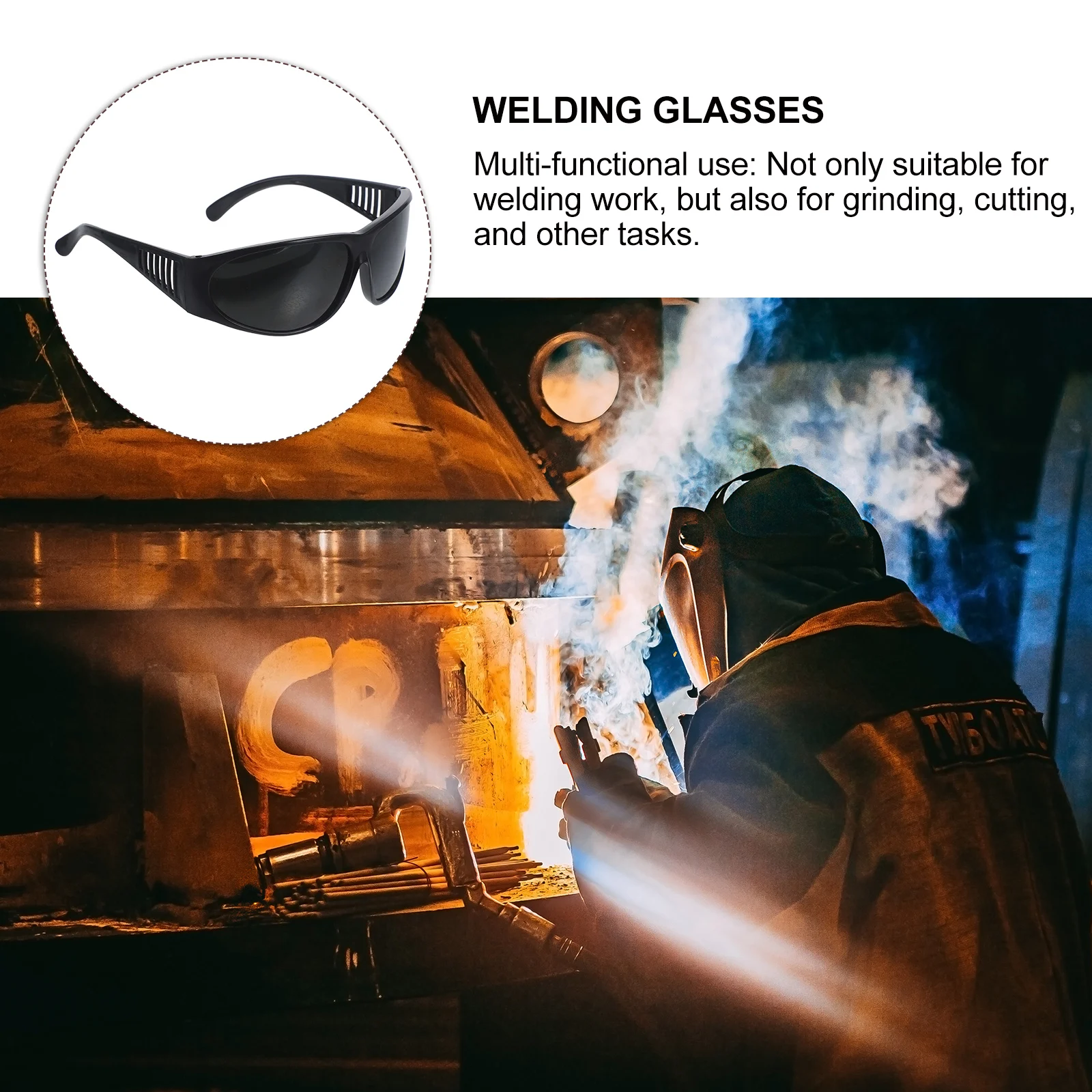 

Welding Glasses 209 Black Polycarbonate Eye Protection Safety Goggles Clear Vision Anti Glare Suitable Grinding Cutting Tasks