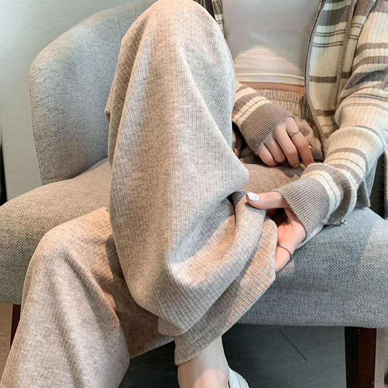 

Женские повседневные осенне-зимние брюки с высокой талией, утолщенные прямые брюки на флисовой подкладке