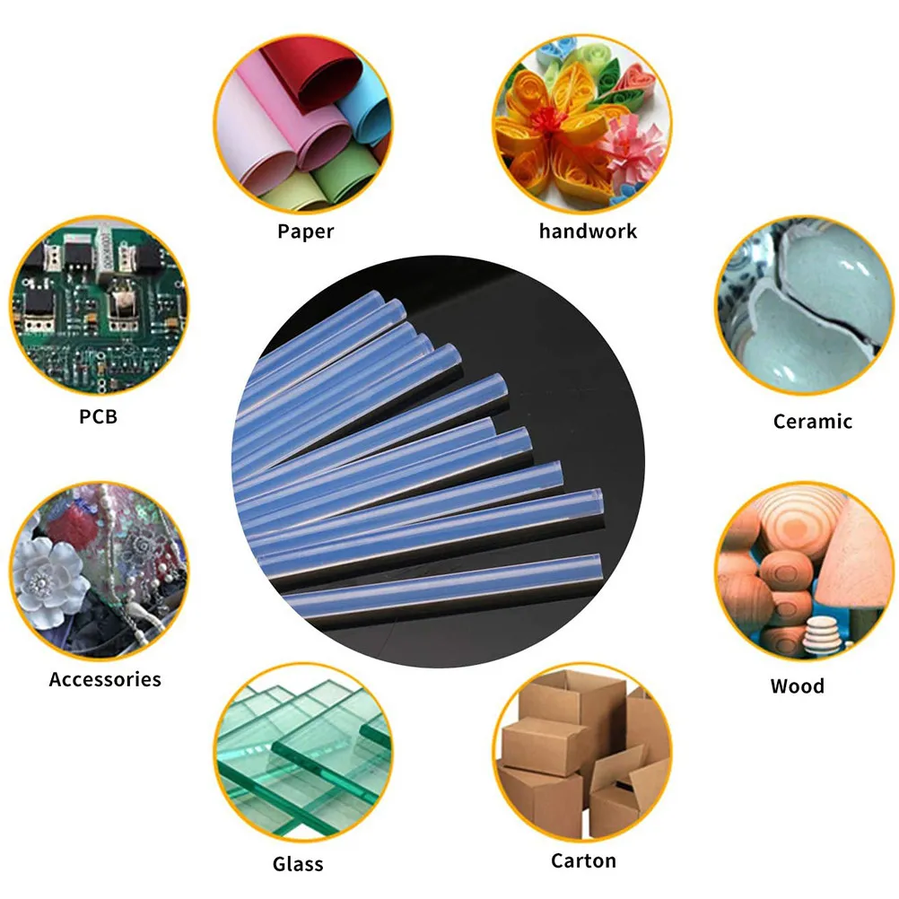80Pcs Hot Melt Glue Sticks Transparent Strong Adhesive Clear Odorless for DIY Crafts Wood Glass Packing Flexible Glue Sticks